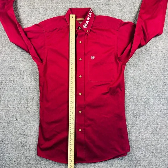 Ariat Men's XS Red Team Logo Twill Fitted Button Down Western Shirt Rodeo Cowboy - Picture 13 of 16